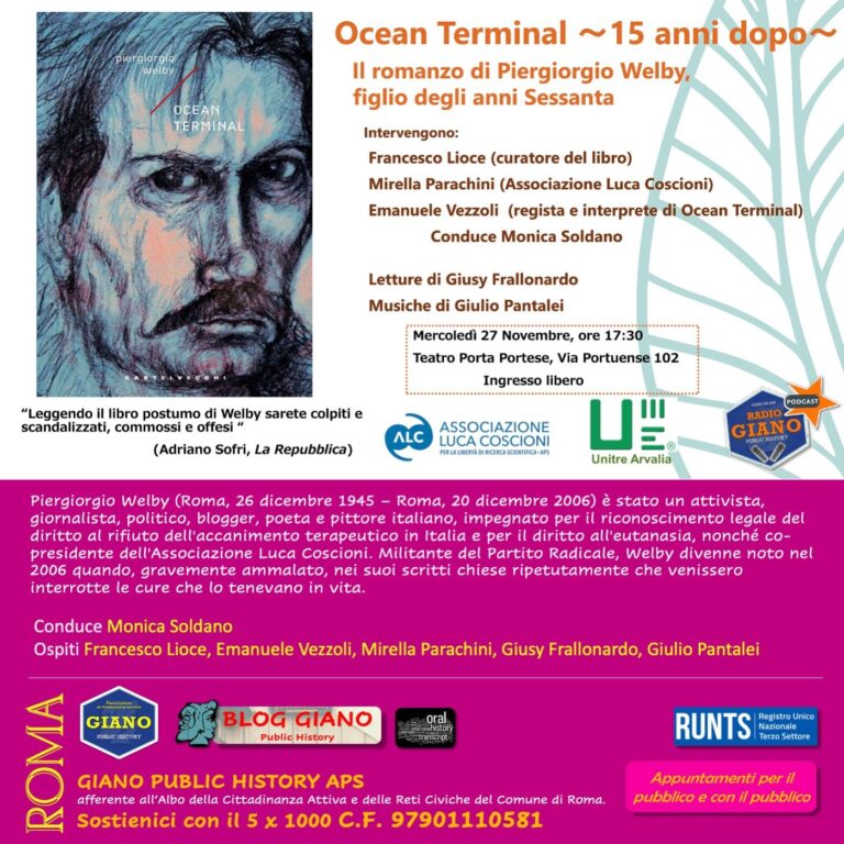 OCEAN TERMINAL 15 ANNI DOPO | Il romanzo di Piergiorgio Welby, figlio degli anni Sessanta